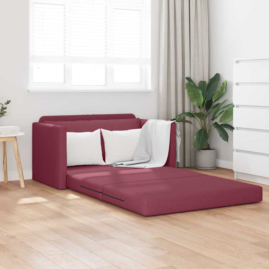 Gulvseng Sofa 2-i-1 Vinrød 124x71x78 cm Stof