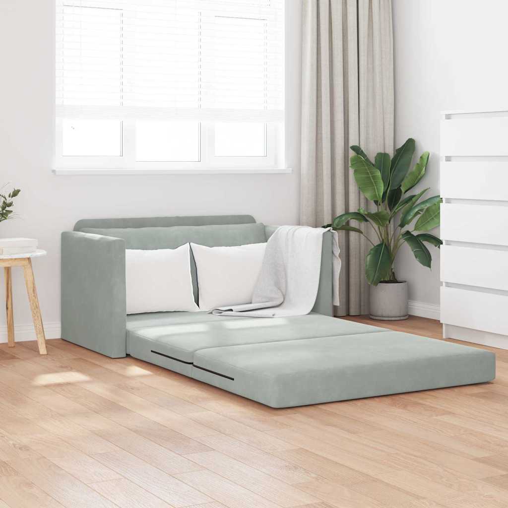 Põrandadiivanvoodi 2-in-1 Helehall 124x204x61 cm Velvet