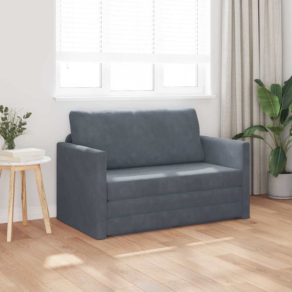 vidaXL Vloersofa Bed 2-in-1 Donkergrijs 124x204x61 cm Fluweel