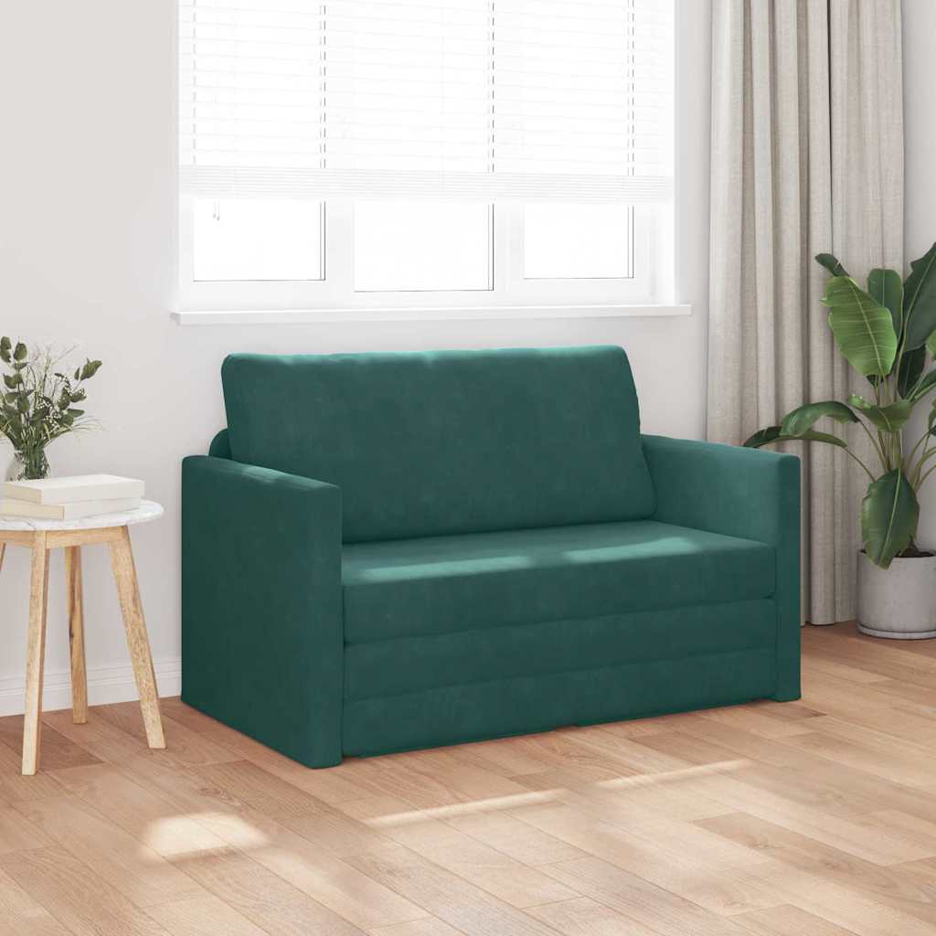 vidaXL Vloerloungebank Bed 2-in-1 Donkergroen 124x204x61 cm Velvet