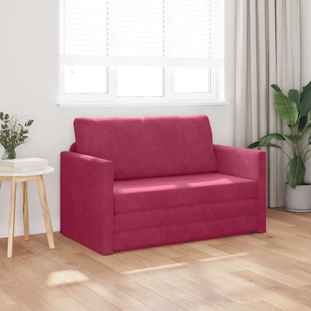 vidaXL Ligbed Sofa Bed 2-in-1 Wijnrood 124x204x61 cm Fluweel