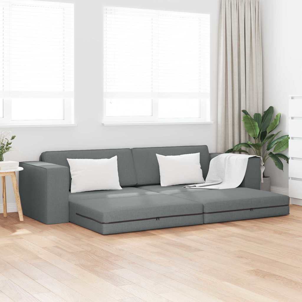 Põranda diivanvoodi 2-in-1 Tumehall 245x150x60.5 cm Kangas
