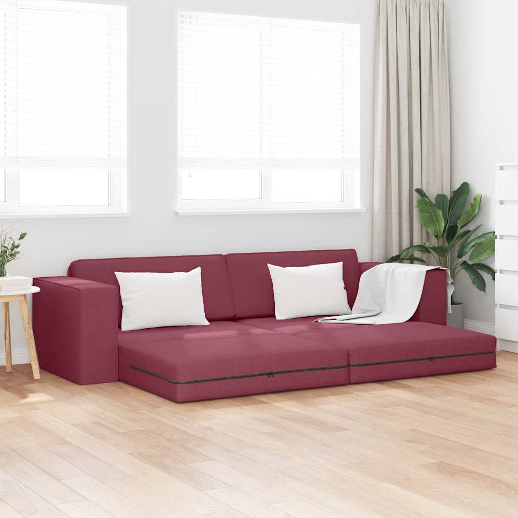 Põrandadiivanvoodi 2-in-1 Burgundi Punane 245x150x60.5 cm Kangas