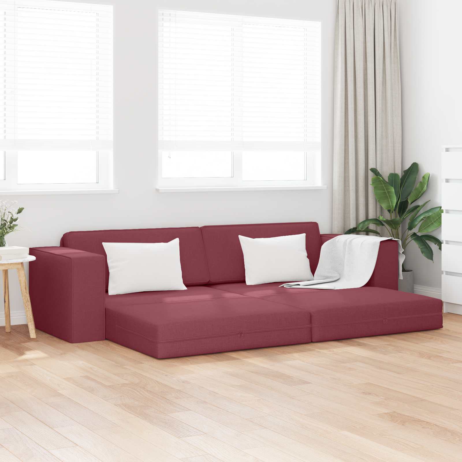 vidaXL Schlafsofa 200cm Weinrot Stoff