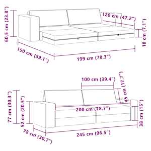 Pohovka na spaní 200cm Tmavě zelená textil - obrázek 12