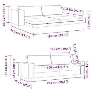 Pohovka na spaní 200cm Taupe textil - obrázek 12