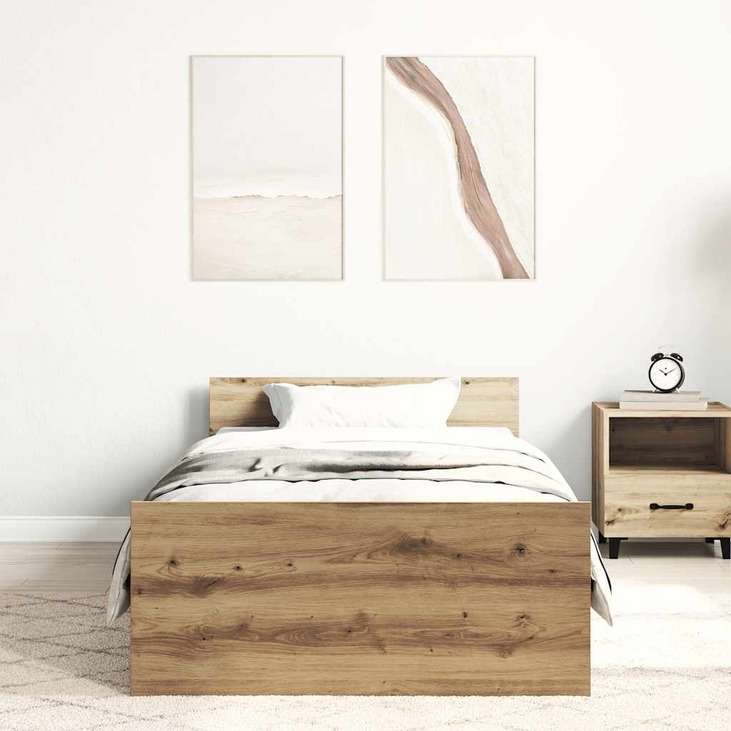 vidaXL Bedframe zonder matras spaanplaat artisanaal eikenkleurig afbeelding