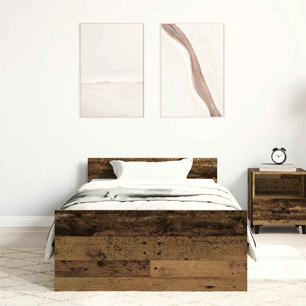 vidaXL Bedframe zonder matras 100x200 cm bewerkt hout oud hout afbeelding