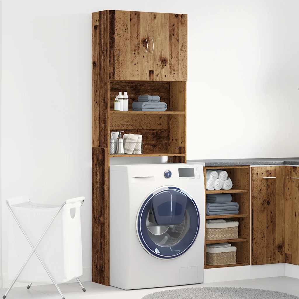 vidaXL Pesukonekaappi Vanha Puu 64x24x190 cm lastulevy