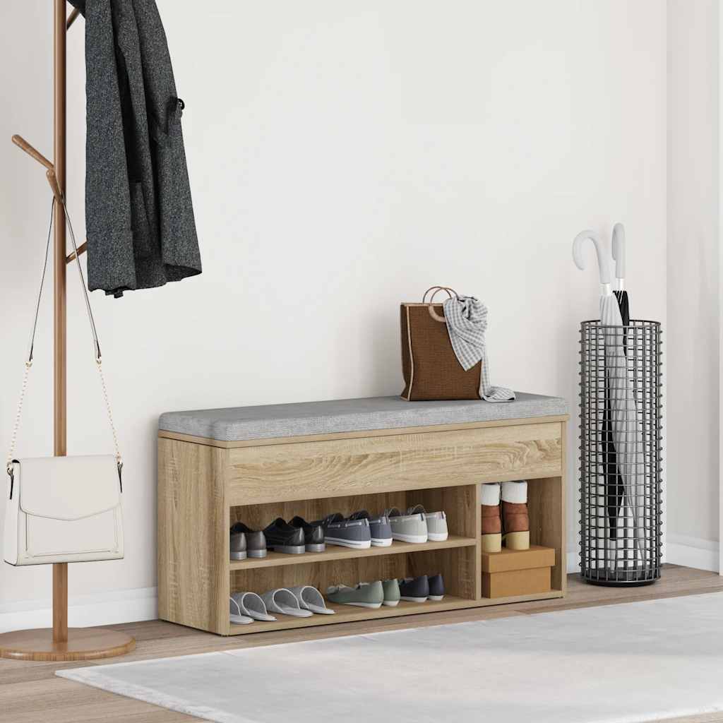 vidaXL Schoenenbank 102x30,5x45 cm bewerkt hout sonoma eikenkleurig afbeelding