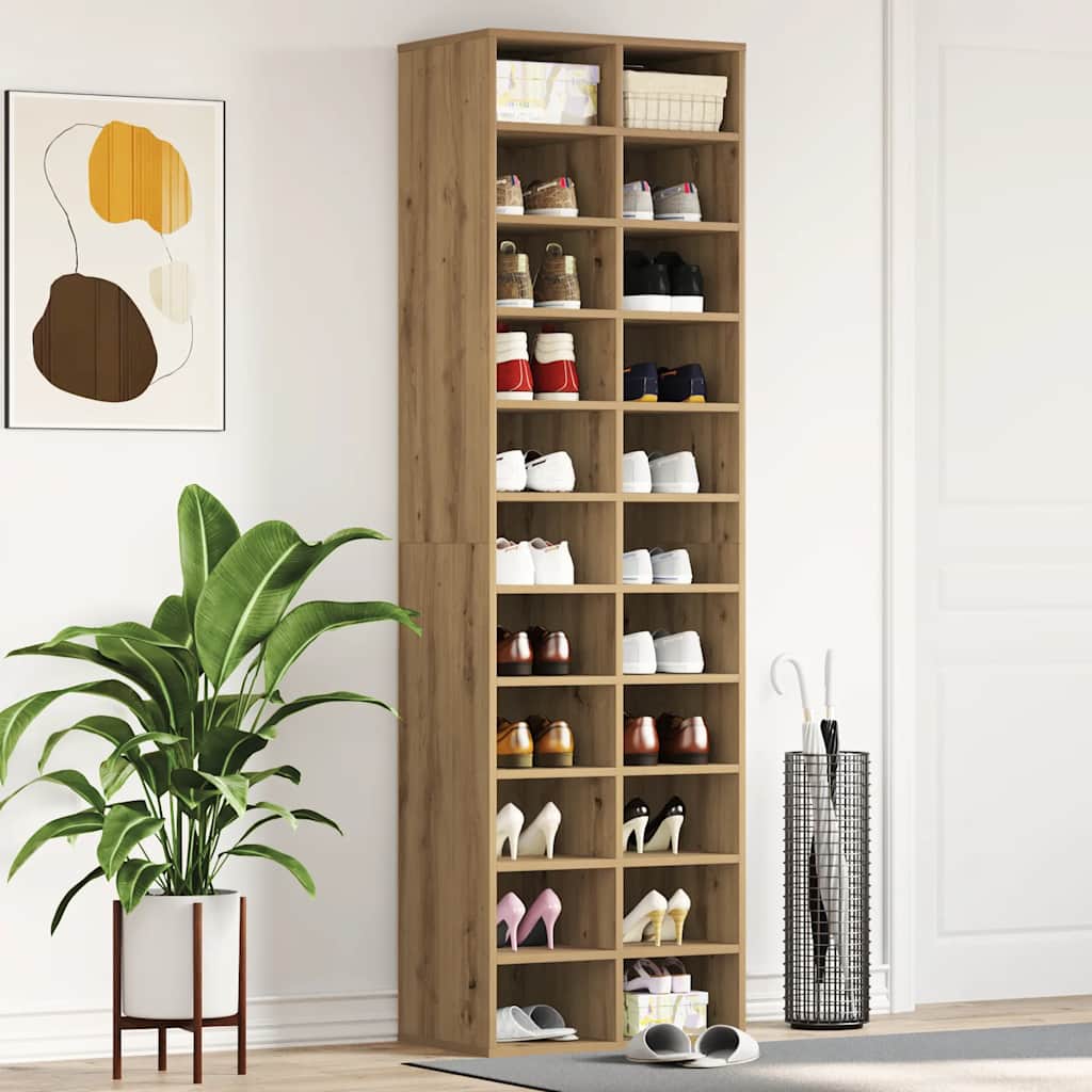 vidaXL Schoenenkast 54x34x183 cm spaanplaat ambachtelijk eikenkleurig afbeelding