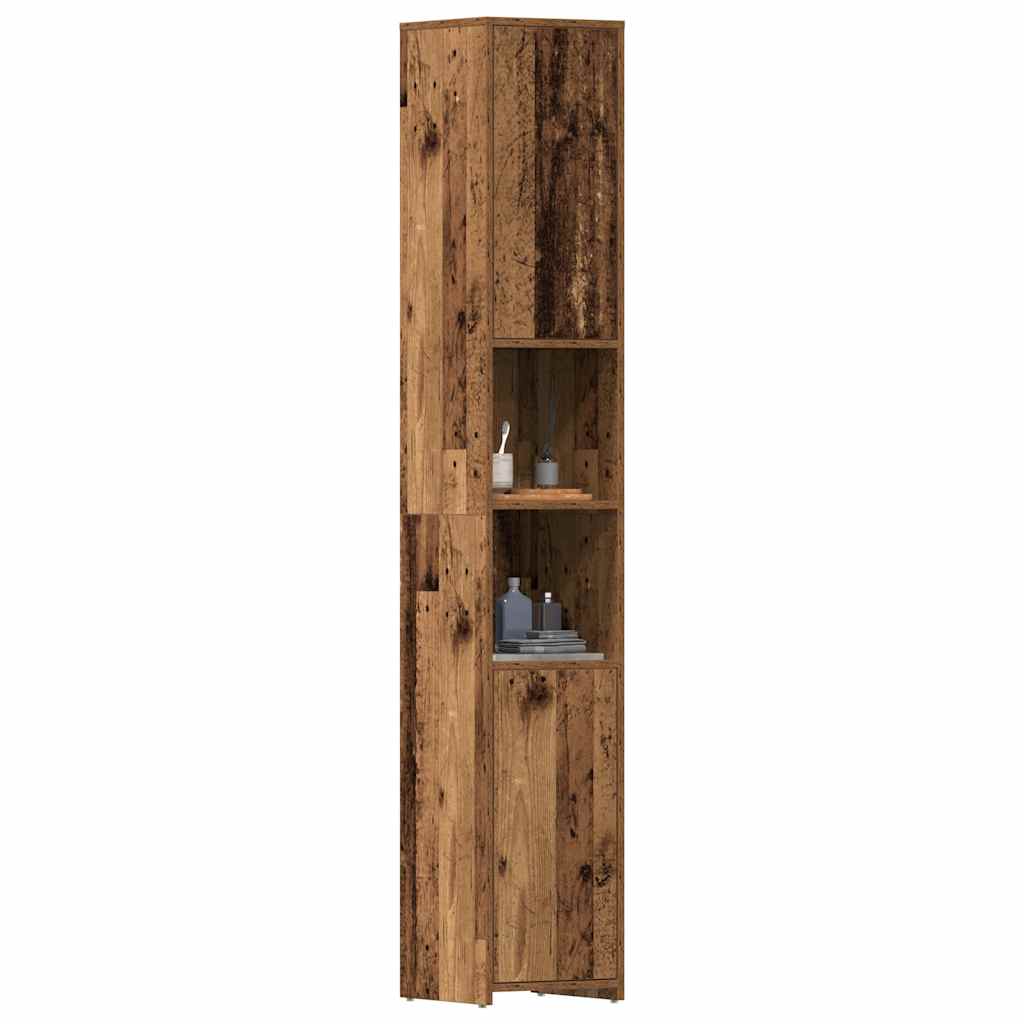 vidaXL Badschrank Altholz-Optik 30x30x183,5 cm Holzwerkstoff