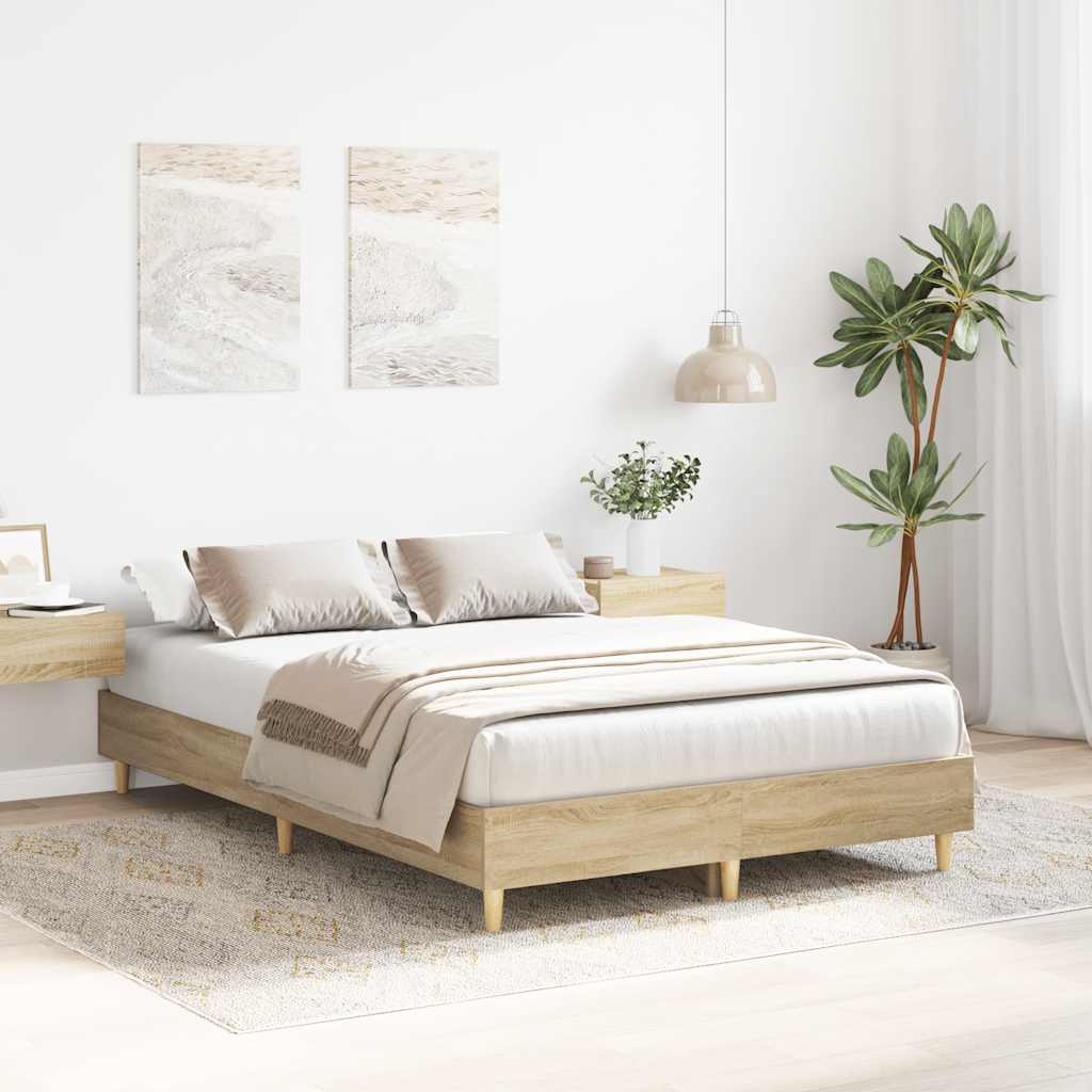 vidaXL Bedframe zonder matras 120x200cm spaanplaat sonoma eikenkleurig afbeelding