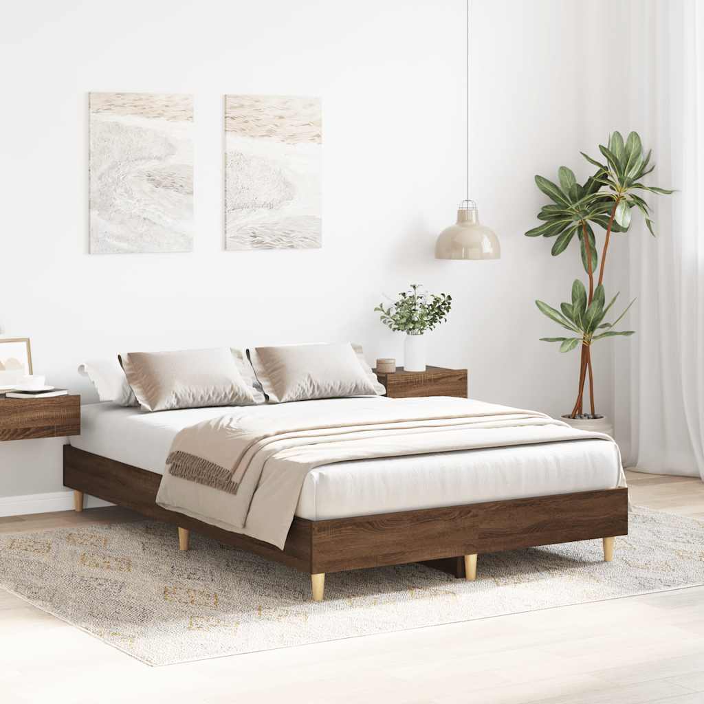 vidaXL Bedframe zonder matras 120x200 cm spaanplaat bruin eikenkleurig afbeelding