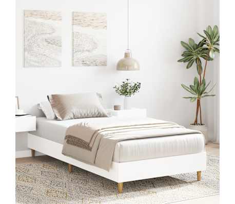 vidaXL Cadru de pat fără saltea, alb, 100x200 cm, lemn prelucrat