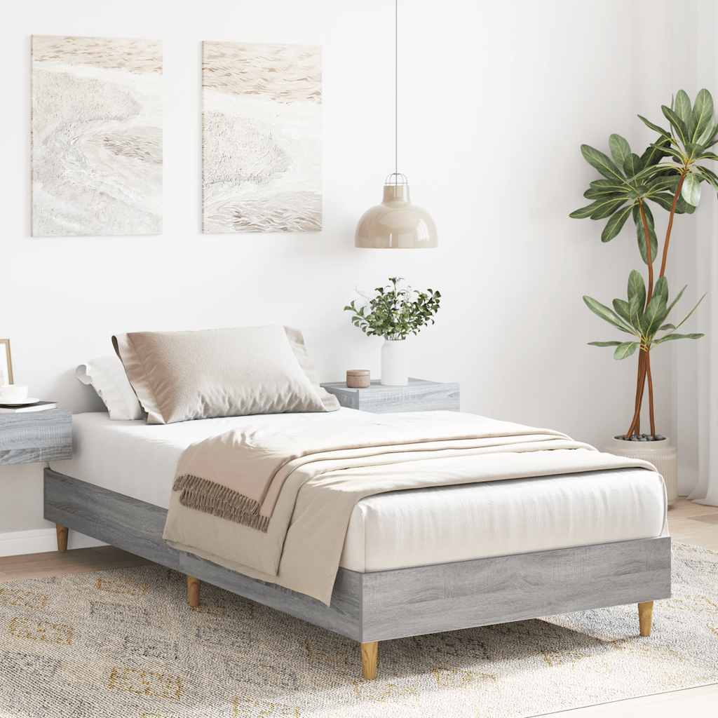 vidaXL Bedframe zonder matras 100x200 cm spaanplaat grijs sonoma afbeelding