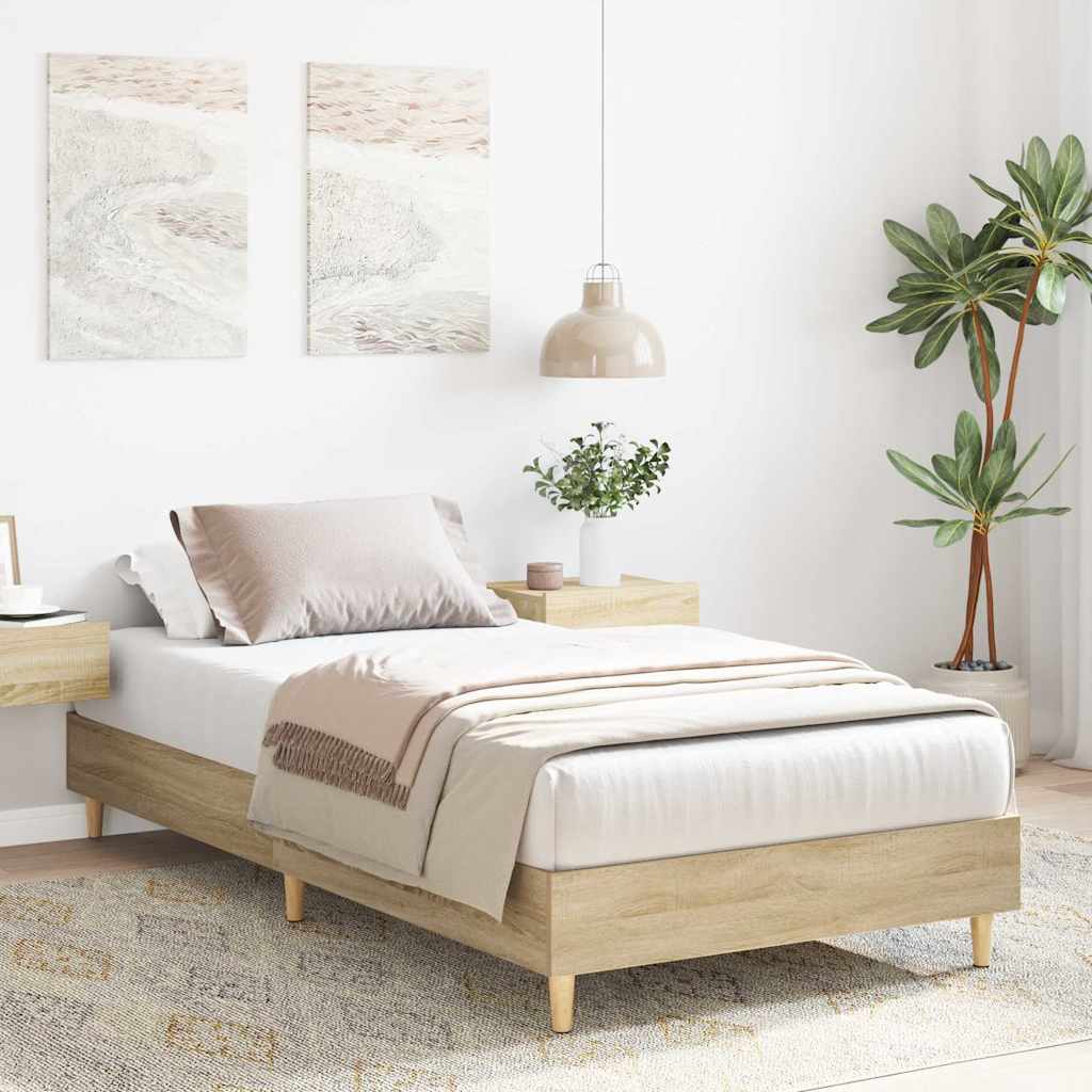 vidaXL Bedframe zonder matras 90x200 cm spaanplaat sonoma eikenkleurig afbeelding