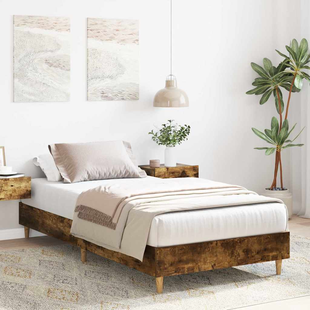 vidaXL Bedframe zonder matras 90x200 cm spaanplaat gerookt eiken afbeelding