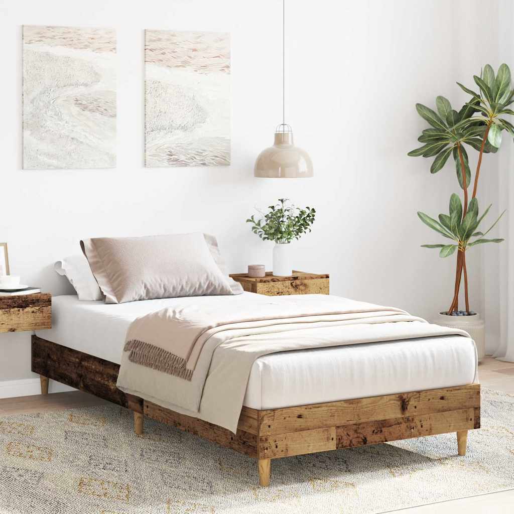 vidaXL Sängynrunko Ei Patjaa Vanha puu 90x200 cm Engineered Wood