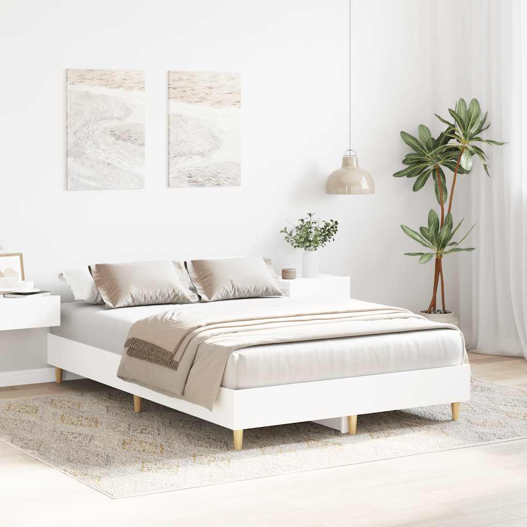 vidaXL Bedframe zonder matras 140x190 cm spaanplaat wit afbeelding