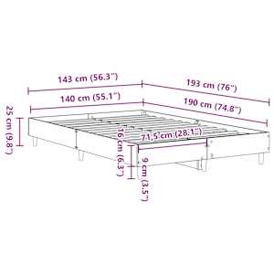 Rám postele bez matrace Dub Sonoma 140x190cm Dřevěné konstrukce - obrázek 10