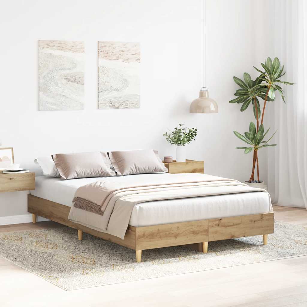 vidaXL Bedframe zonder matras spaanplaat ambachtelijk eikenkleurig afbeelding