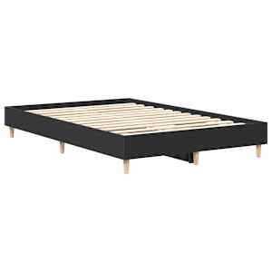 Rám postele bez matrace černý 135x190 cm Dřevěné konstrukce - obrázek 4