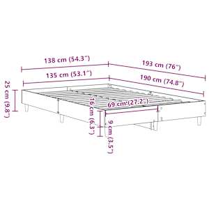 Rám postele bez matrace Dub Sonoma 135x190cm Dřevěné konstrukce - obrázek 10