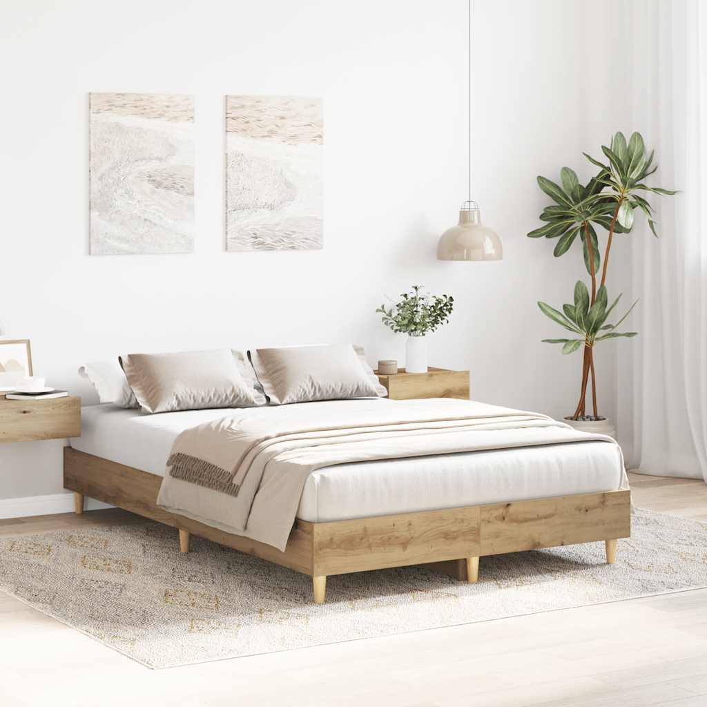 vidaXL Bedframe zonder matras 120x190 cm spaanplaat artisanaal eiken afbeelding