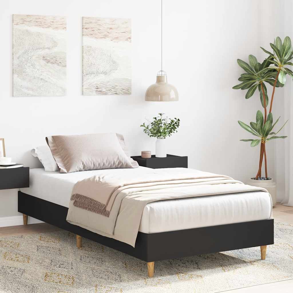 vidaXL Bedframe zonder matras 90x190 cm spaanplaat zwart afbeelding