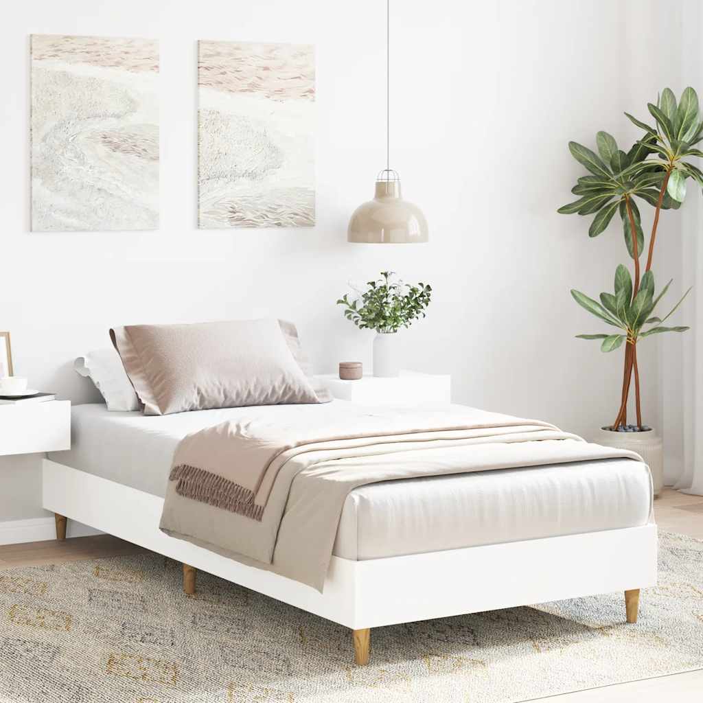 vidaXL Bedframe zonder matras 75x190 cm spaanplaat wit, foto 2