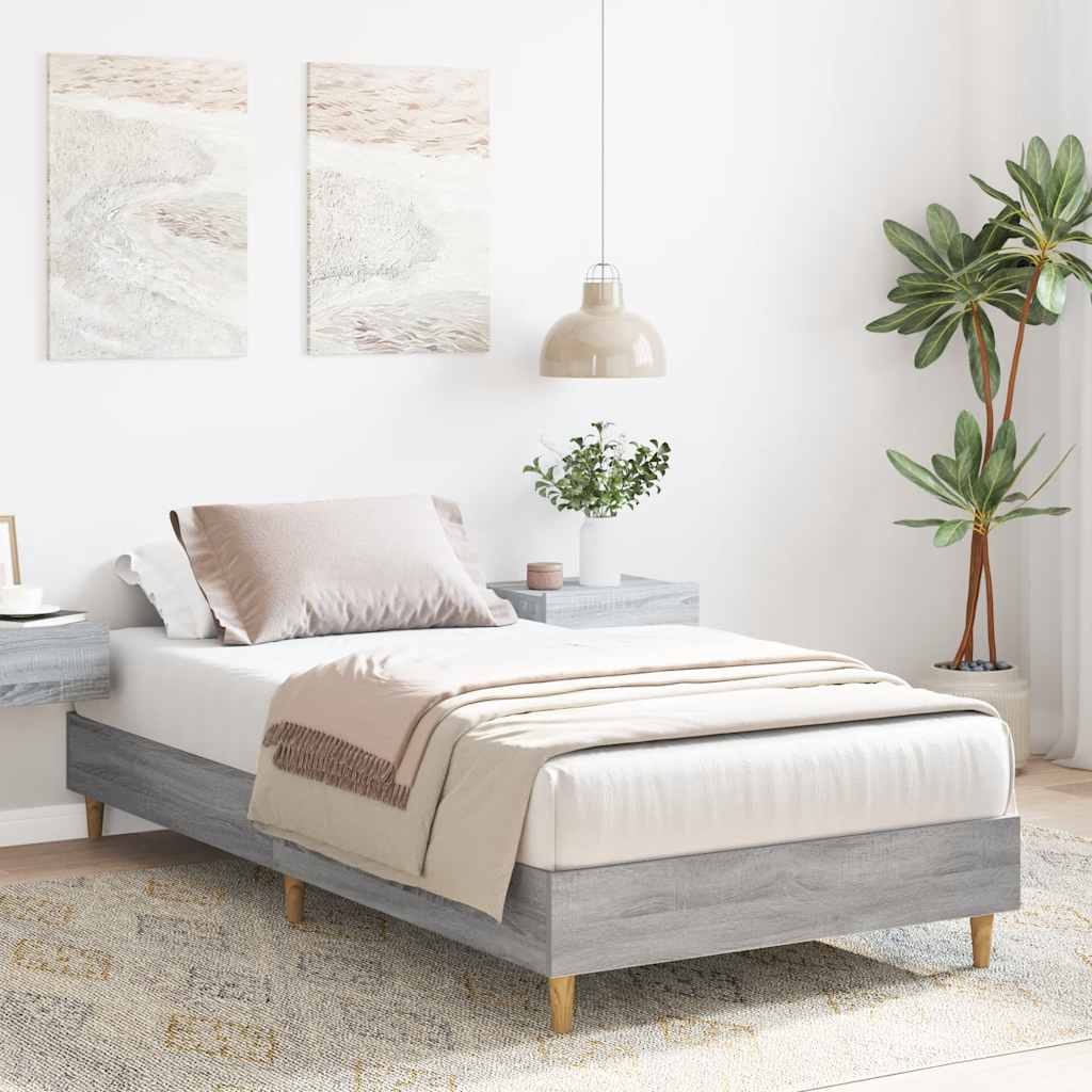 vidaXL Sängynrunko Ei Patjaa Harmaa Sonoma 75x190 cm Suunniteltu puu