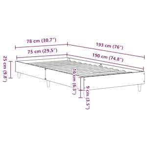 Rám postele bez matrace šedý sonoma 75x190cm Dřevěné konstrukce - obrázek 10