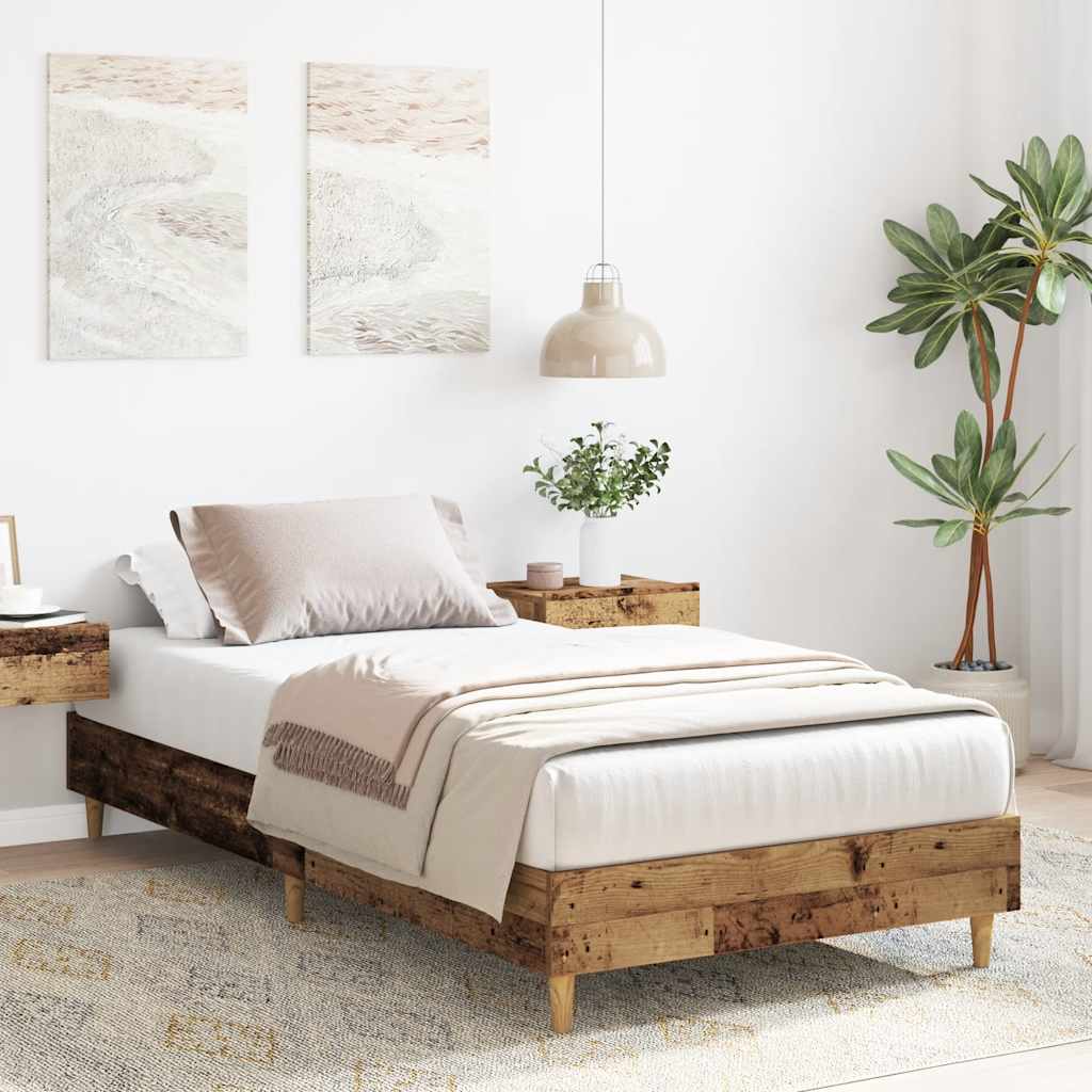 vidaXL Bedframe zonder matras 75x190 cm bewerkt hout oud hout afbeelding