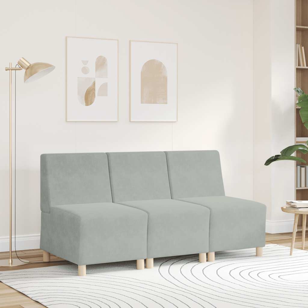 vidaXL Modulaire bank zonder armleuningen, lichtgrijs, 55 cm, fluweel