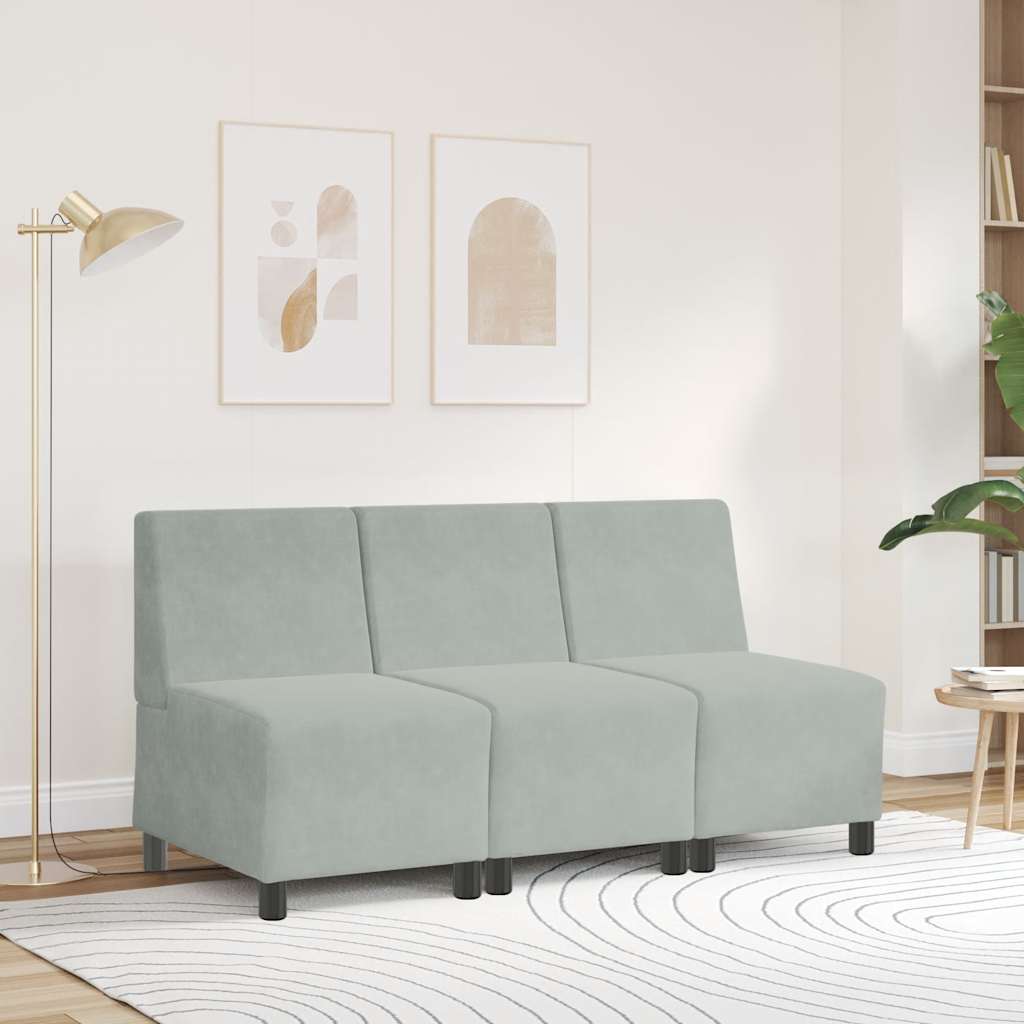 vidaXL Modulares Sofa ohne Armlehnen Hellgrau 55 cm Samt