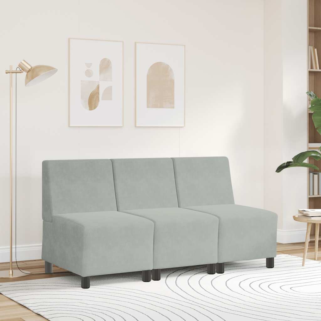 vidaXL Modulares Sofa ohne Armlehnen Hellgrau 55 cm Samt