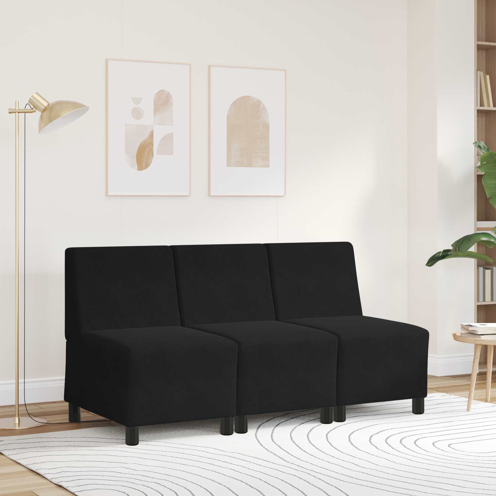 Thumbnail - vidaXL | Modulares Armfreies Sofa | Schwarz 55 x 74 x 82 cm Samt