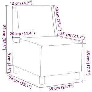 Modulární pohovka bez područek krémová 55 cm sametová - obrázek 9