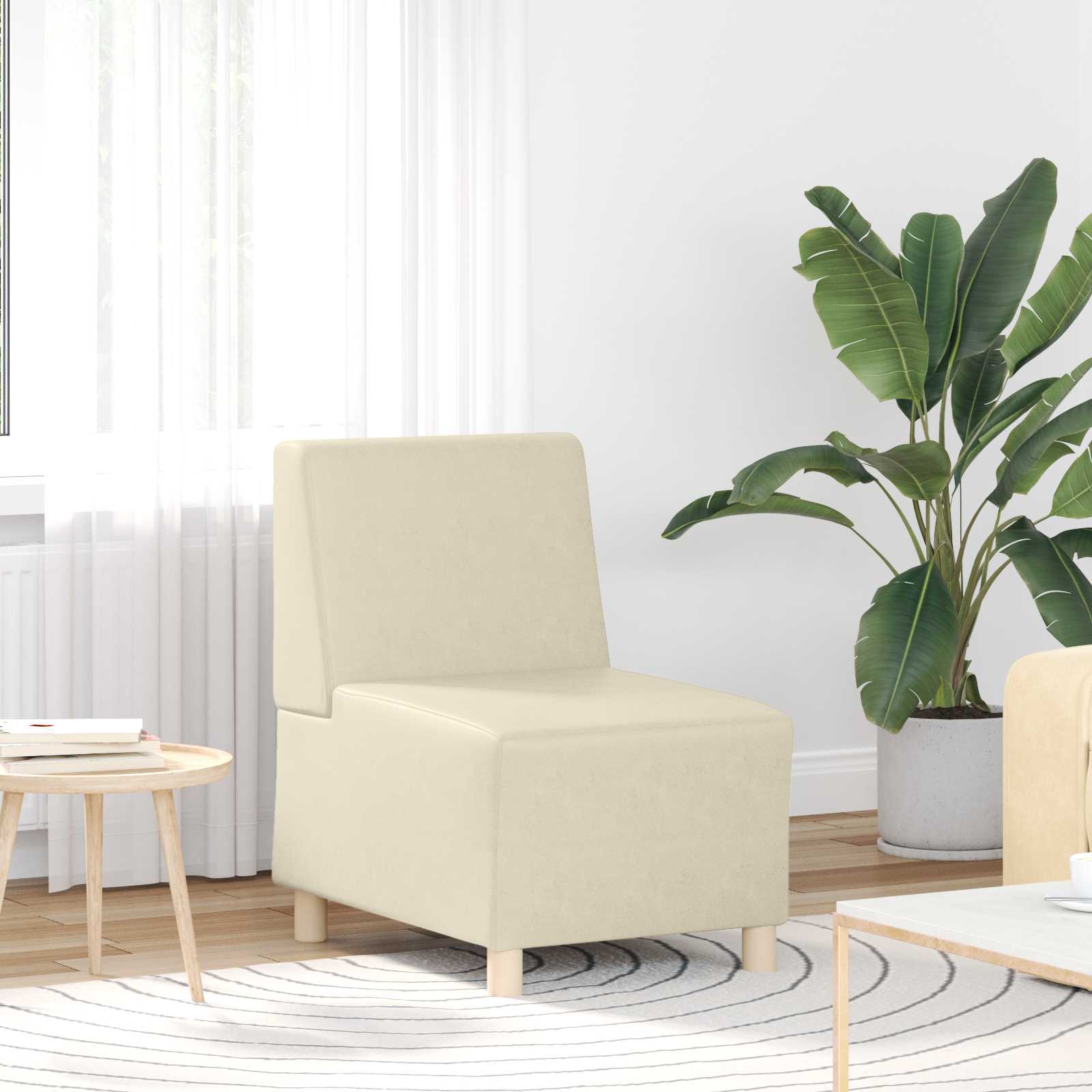 vidaXL | Modulares Armfreies Sofa | Creme 55 x 74 x 82 cm Kunstleder