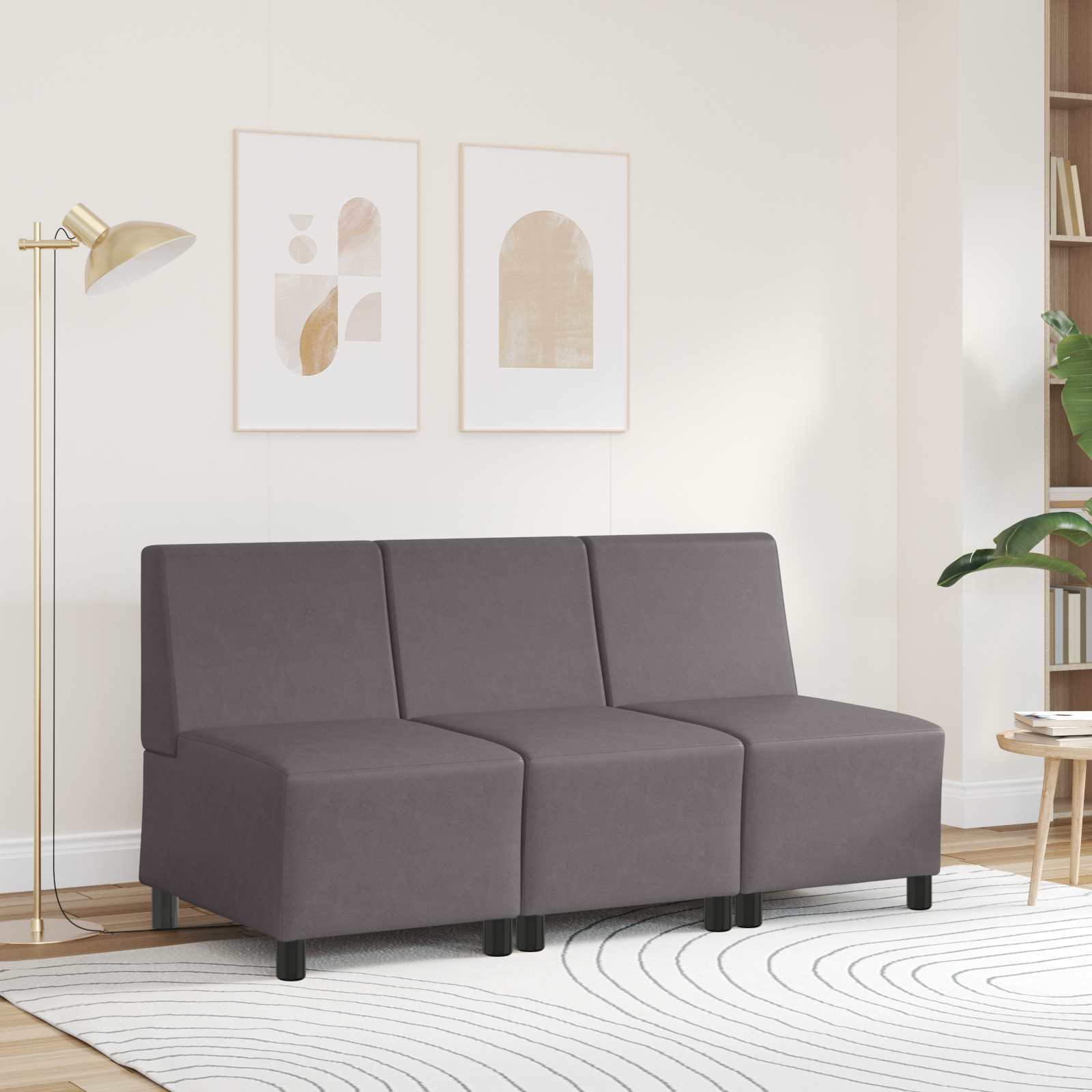 vidaXL | Modulares Armfreies Sofa | Grau 55 x 74 x 82 cm Kunstleder