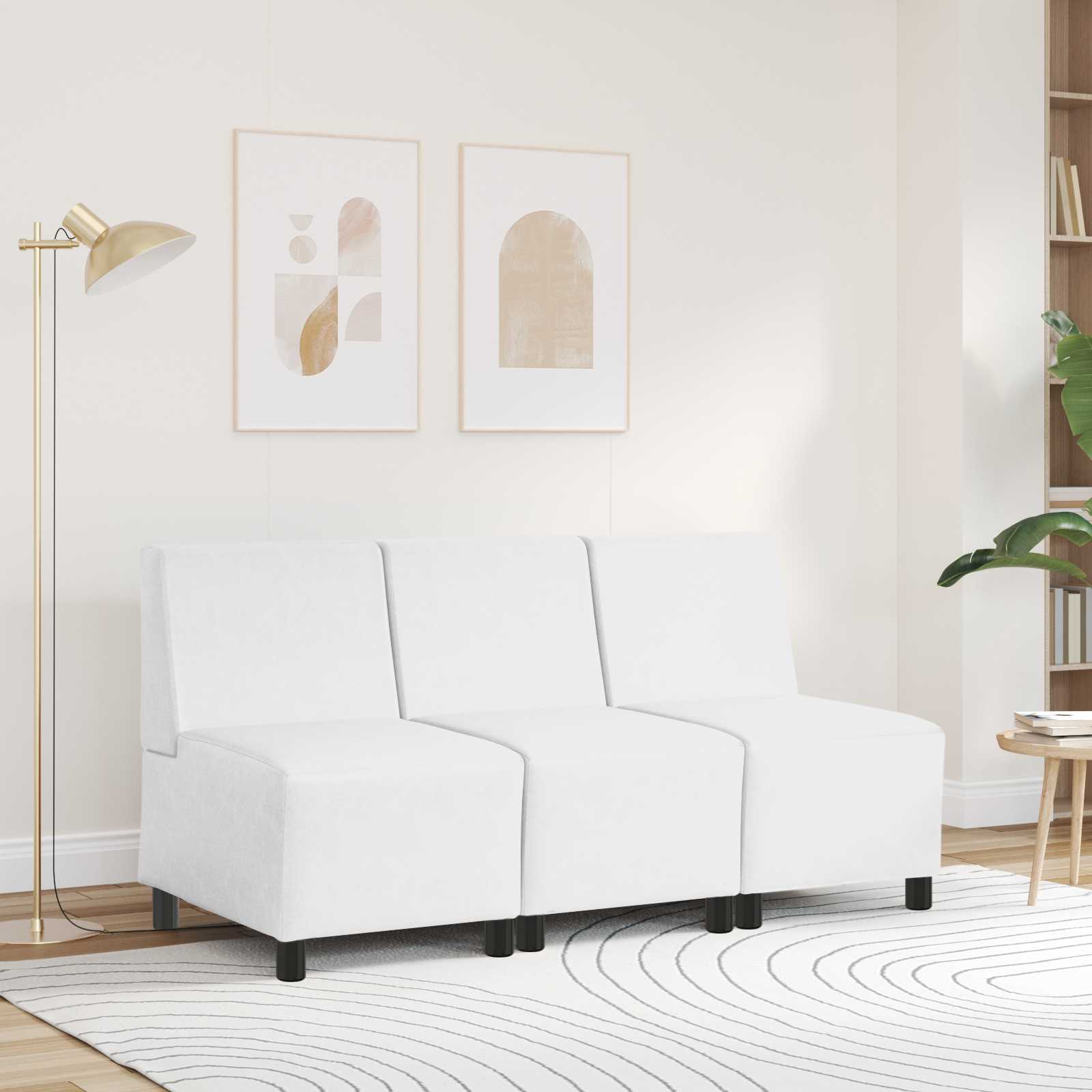 vidaXL | Modulares Armfreies Sofa | Weiß 55 x 74 x 82 cm Kunstleder
