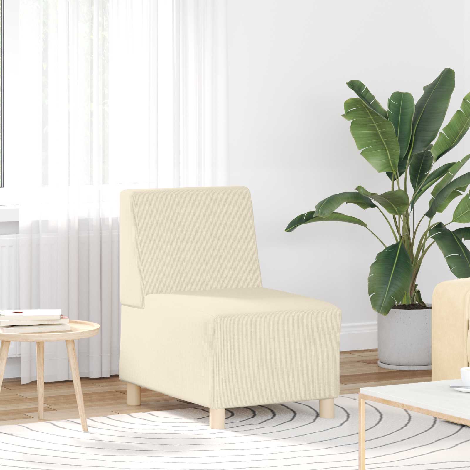 vidaXL | Modulares Armfreies Sofa | Creme 55 x 74 x 82 cm Cordstoff