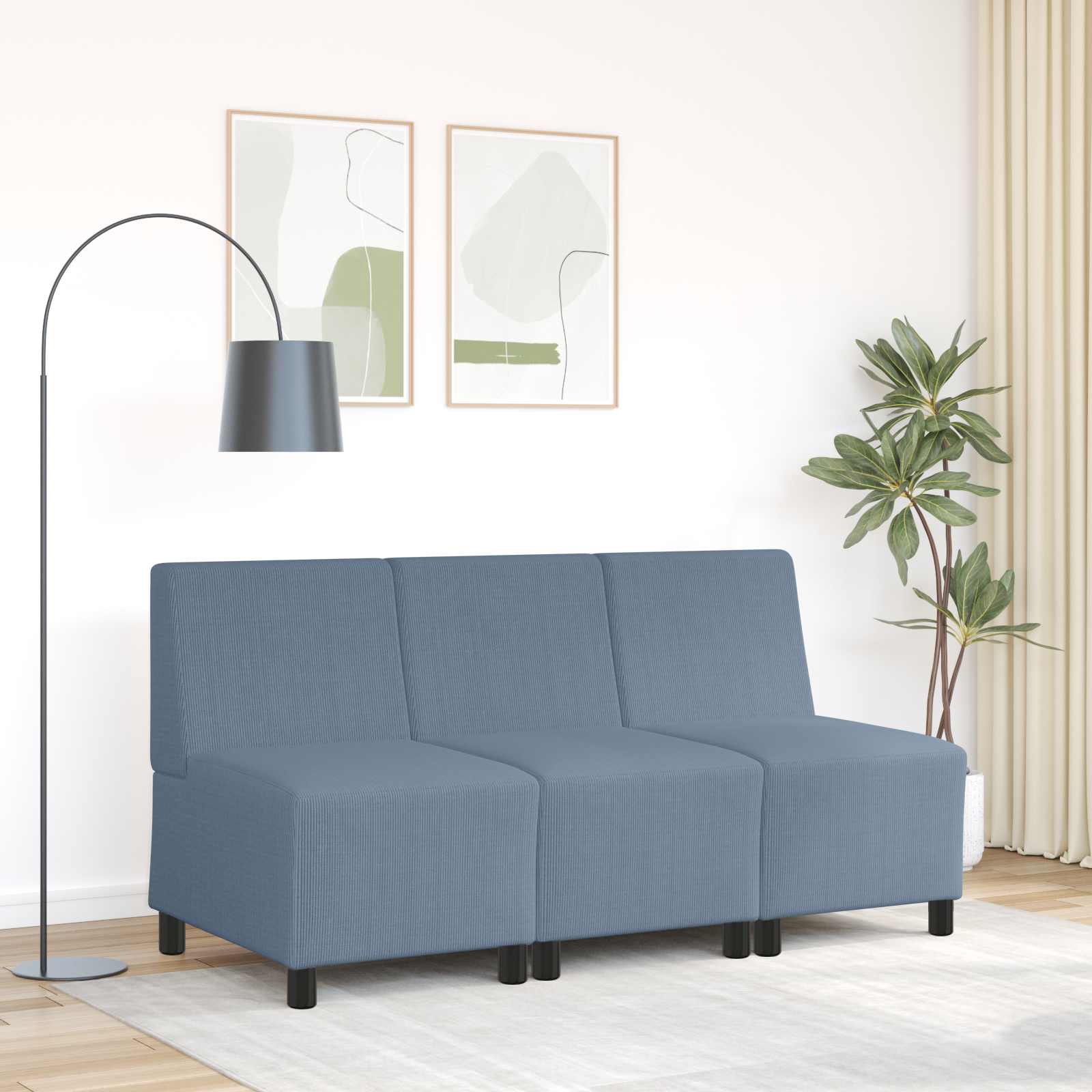 vidaXL | Modulares Armfreies Sofa | Blau 55 x 74 x 82 cm Cordstoff