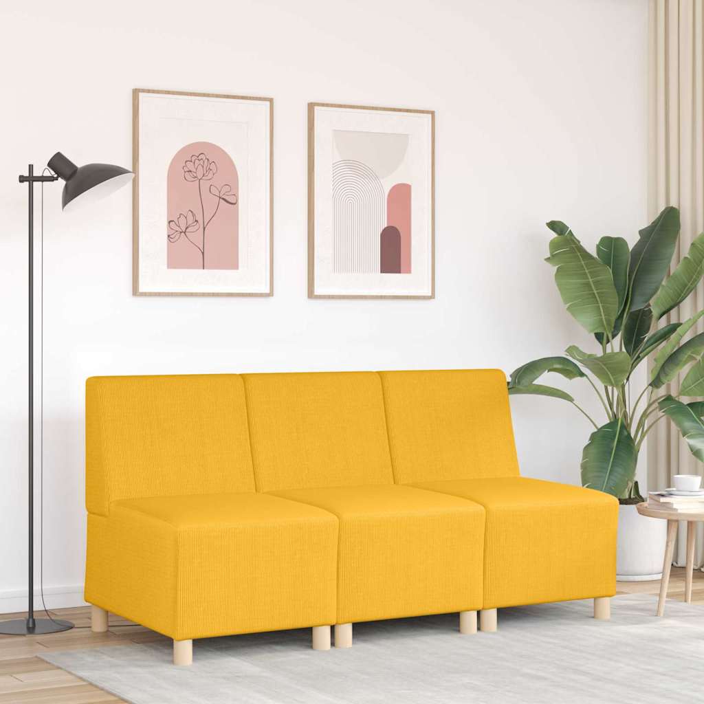 vidaXL Modulaire Bankeenheid Armlos Lichtgeel 55 x 74 x 82 cm