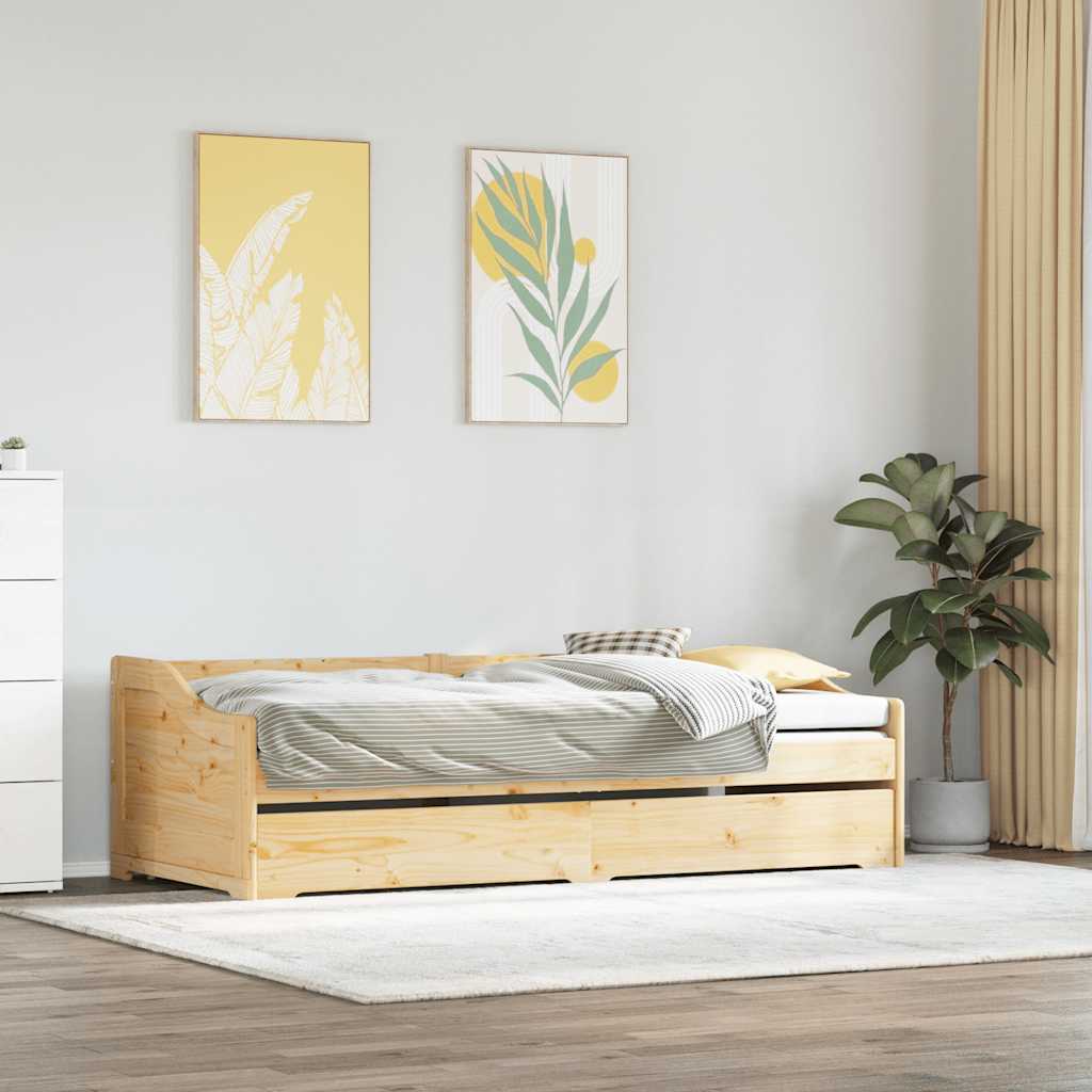 vidaXL Slaapbank met onderschuifbed zonder matras IRUN 90x200 cm afbeelding