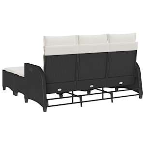 Vrtna sedežna garnitura 3-delna z blazinami L črn poli ratan - slika 6