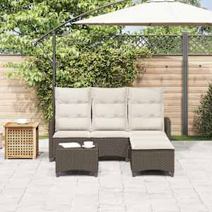 Vrtna sedežna garnitura 3-delna z blazinami L rjav poli ratan - slika 3