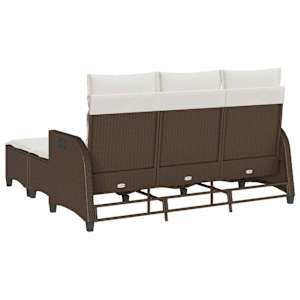 Vrtna sedežna garnitura 3-delna z blazinami L rjav poli ratan - slika 6