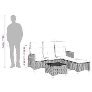 Vrtna sedežna garnitura 3-delna z blazinami L siv poli ratan - slika 13